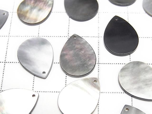 Hochwertige schwarze Muschel (Schwarzlippenauster) AAA Flach Birnenform 16x12mm 4 Stück