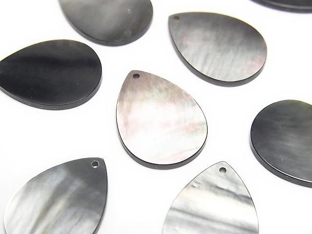 Hochwertige schwarze Muschel (Schwarzlippenauster) AAA Flach Birnenform 18x13mm 3 Stück