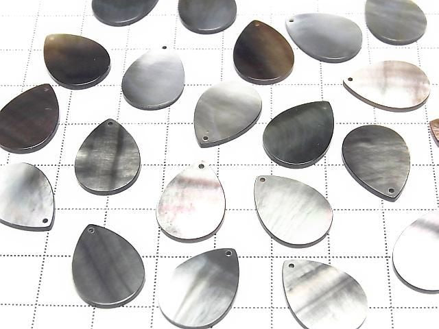 Hochwertige schwarze Muschel (Schwarzlippenauster) AAA Flach Birnenform 18x13mm 3 Stück