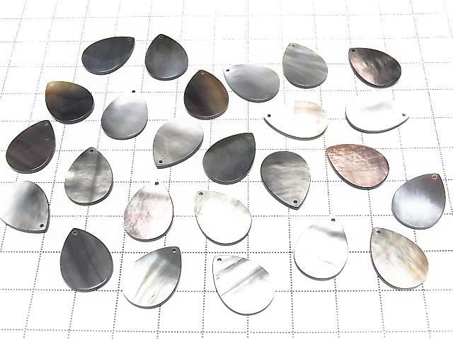 Hochwertige schwarze Muschel (Schwarzlippenauster) AAA Flach Birnenform 18x13mm 3 Stück