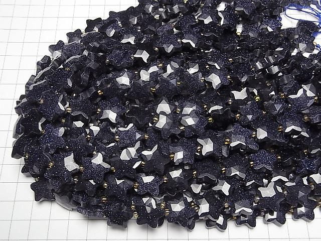 Blauer Goldsandstein Facettierter Stern 14x14mm Halb- oder 1Strang Perlen (ca. 15 Zoll/36 cm)