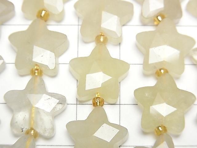 Lemon Quartz Faceted Star 14x14mm half or 1strand beads (aprx.14inch/34cm)