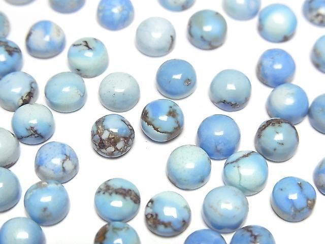 Golden Hill Türkis runder Cabochon 5x5 mm 2 Stück