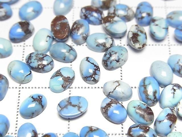Golden Hill Türkis ovaler Cabochon 6x4 mm 3 Stück