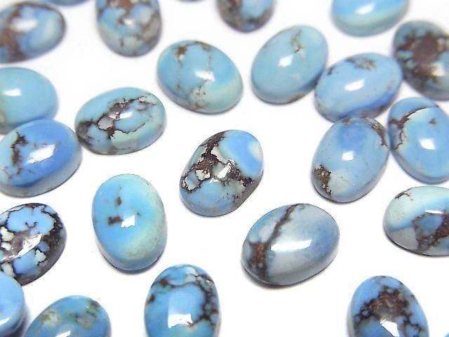 Golden Hill Türkis ovaler Cabochon 7x5 mm 2 Stück