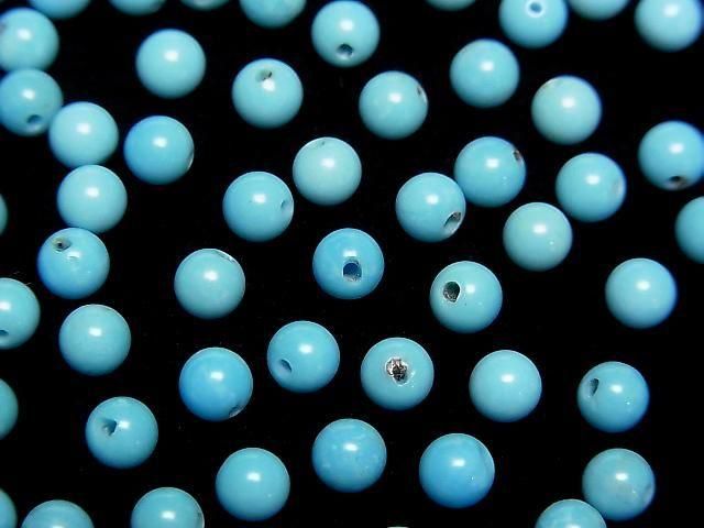 Turquoise AAA Half Drilled Hole Round 4mm 5pcs