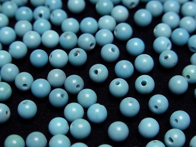 Turquoise AAA- Half Drilled Hole Round 4mm 5pcs