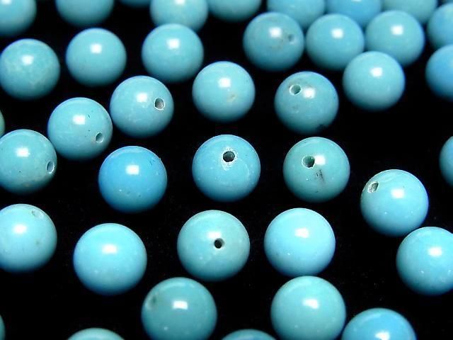 Turquoise AAA- Half Drilled Hole Round 6mm 4pcs