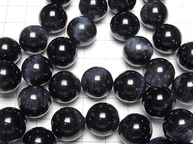 高品質 天然色 藍虎眼石 AAA 圓珠 14毫米 1串 手鍊