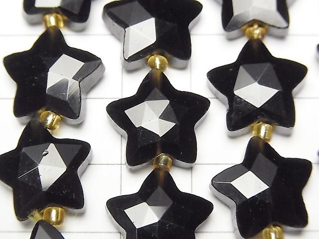 Schwarzer Obsidian Facettierter Stern 14x14mm Halb- oder 1Strang Perlen (ca. 14 Zoll/34 cm)