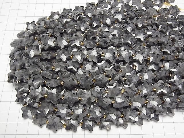 Larvikit Facettierter Stern 14x14mm Halb- oder 1Strang Perlen (ca. 14 Zoll/34 cm)