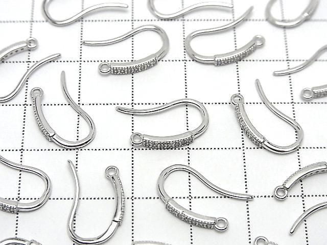 Silver 925 Earwire (with CZ) 18x10mm Rhodium Plated 1 pair (2 pieces)