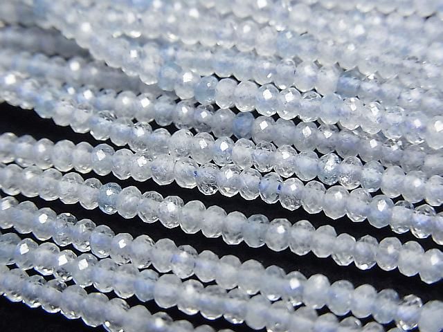 Hohe Qualität! Aquamarin AA Faceted Button Rondelle 2x2x1mm 1 Strang Perlen (ca. 15 Zoll/37 cm)