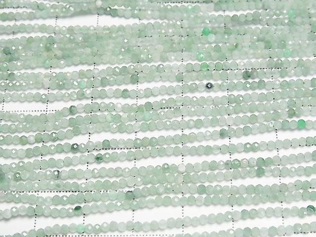 Haute qualité ! Jadeite birmane AA++ facettée ronde 2mm, 1 fil de perles (env. 15 pouces/37 cm)