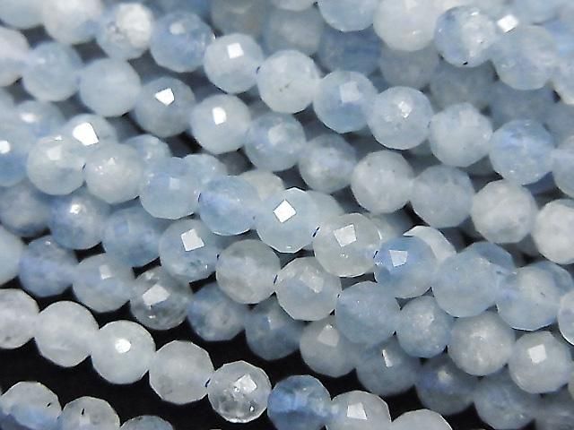 海藍寶石 AA++ 刻面圓珠 4mm 1串珠子(約15英吋/36公分)高品質!