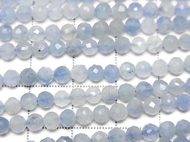 海藍寶石 AA++ 刻面圓珠 4mm 1串珠子(約15英吋/36公分)高品質!