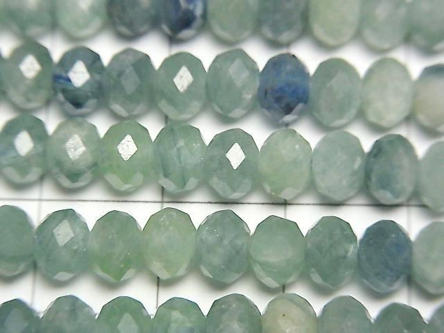 Blau-Grüner Kyanit AA++ facettiert Knopf-Rondelle 6x6x4mm halb oder 1 Strang Perlen (ca. 15 Zoll/36 cm)