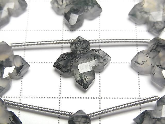 Moosachat AAA Deformierter facettierter Quadrat 15x15mm 1 Strang (5 Stück)