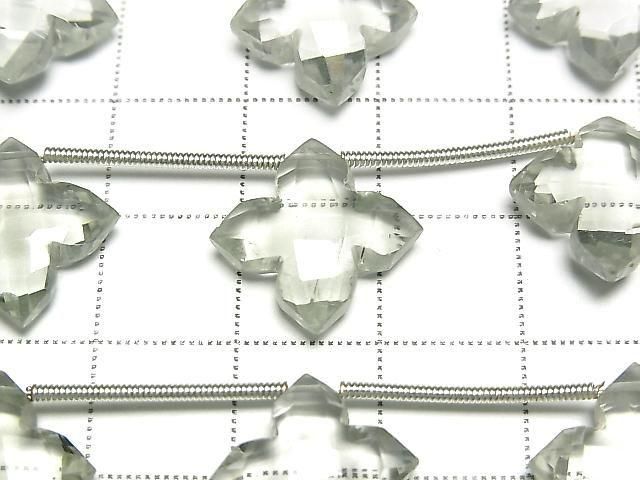 Hochwertiger grüner Amethyst AAA- Deformierter facettierter Quadrat 15x15mm 1 Strang (5 Stück)