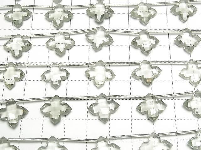 Hochwertiger grüner Amethyst AAA- Deformierter facettierter Quadrat 15x15mm 1 Strang (5 Stück)