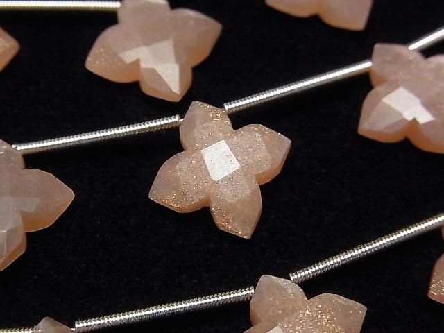 Hochwertiger oranger Mondstein AAA- Deformierter facettierter Quadrat 15x15mm 1 Strang (5 Stück)