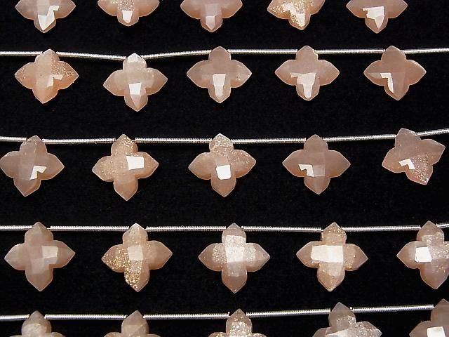 Hochwertiger oranger Mondstein AAA- Deformierter facettierter Quadrat 15x15mm 1 Strang (5 Stück)