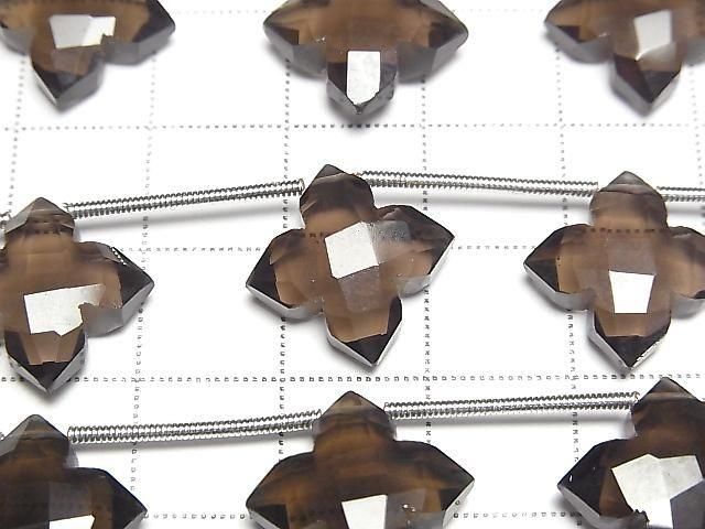 Hochwertiger rauchiger Quarz AAA Deformierter facettierter Quadrat 15x15mm 1 Strang (5 Stück)
