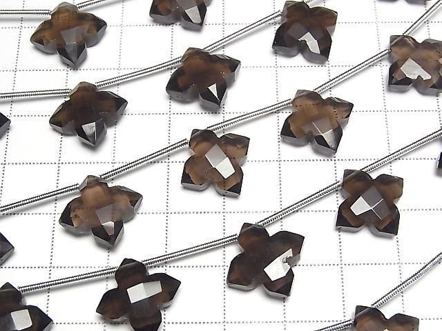 Hochwertiger rauchiger Quarz AAA Deformierter facettierter Quadrat 15x15mm 1 Strang (5 Stück)