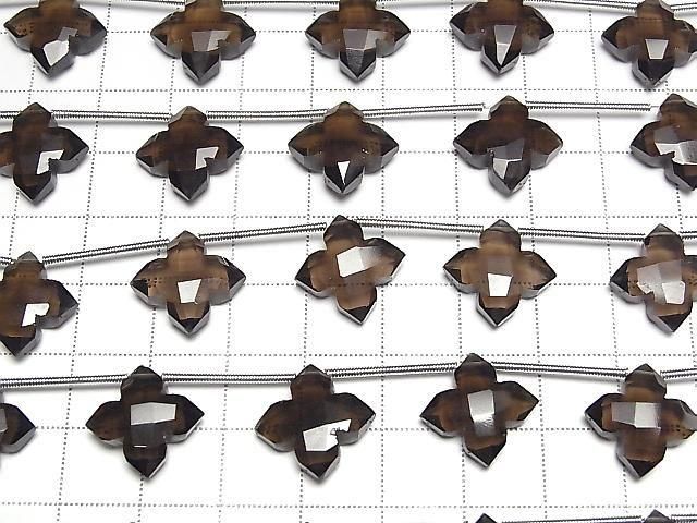 Hochwertiger rauchiger Quarz AAA Deformierter facettierter Quadrat 15x15mm 1 Strang (5 Stück)