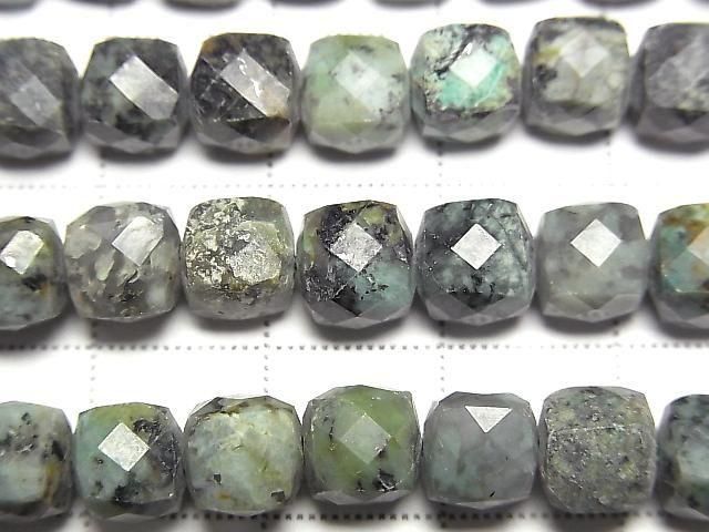 Hochwertig! Afrikanischer Türkis Würfelform 7x7x7mm halb oder 1 Strang Perlen (ca. 34 cm)
