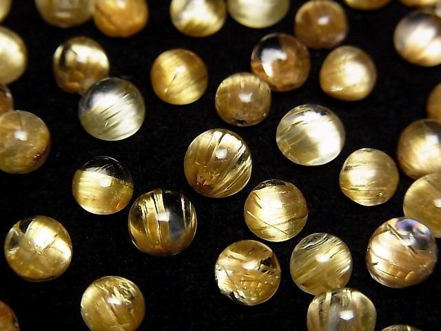 Hochwertiger Rutilquarz AAA Rund Cabochon 6mm oder weniger 3 Stück