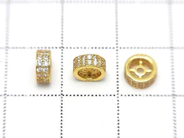 Silver925 Rondelle 6x6x3mm(with CZ) 18KGP 1pc