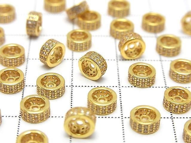 Silver925 Rondelle 6x6x3mm(with CZ) 18KGP 1pc