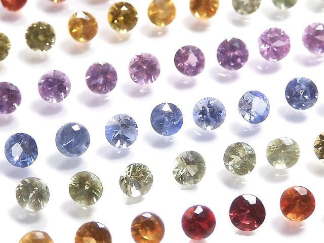 Hochwertiger mehrfarbiger Saphir AAA lose Steine rund facettiert 1.5x1.5mm 72 Stück Set