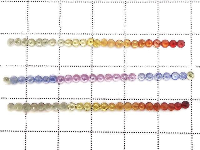 Hochwertiger mehrfarbiger Saphir AAA lose Steine rund facettiert 1.5x1.5mm 72 Stück Set