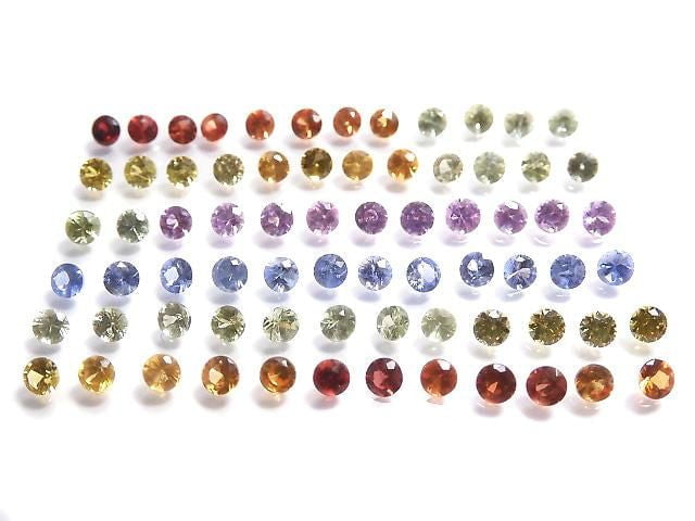 Hochwertiger mehrfarbiger Saphir AAA lose Steine rund facettiert 1.5x1.5mm 72 Stück Set