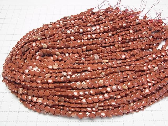 Roter Jaspis Vertikales Loch Herz 6x6mm 1Strang-Perlen (ca. 15 Zoll/36 cm)