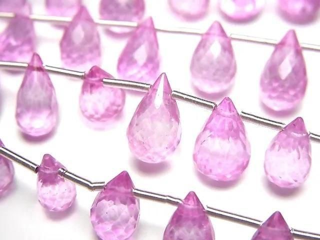 Hochwertiger Pinker Topas AAA- Tropfen Facettierte Briolette Halb- oder 1Strang (20Stk)