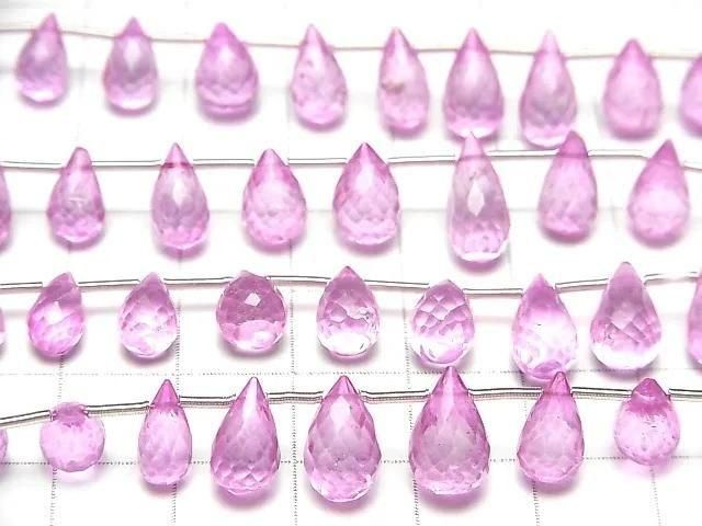 Hochwertiger Pinker Topas AAA- Tropfen Facettierte Briolette Halb- oder 1Strang (20Stk)