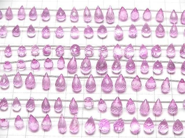 Hochwertiger Pinker Topas AAA- Tropfen Facettierte Briolette Halb- oder 1Strang (20Stk)