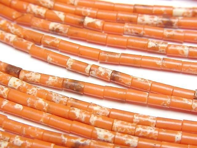 Oranger Kaolinit Röhre 4x2x2mm 1 Strang Perlen (ca. 15 Zoll/36 cm)