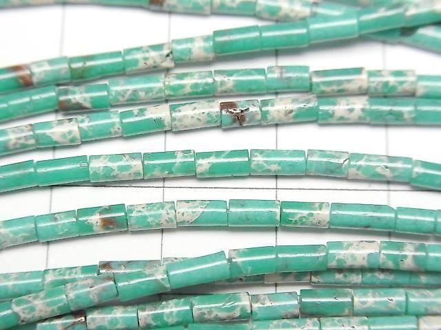 Grüner Kaolinit Röhre 4x2x2mm 1 Strang Perlen (ca. 15 Zoll/36 cm)