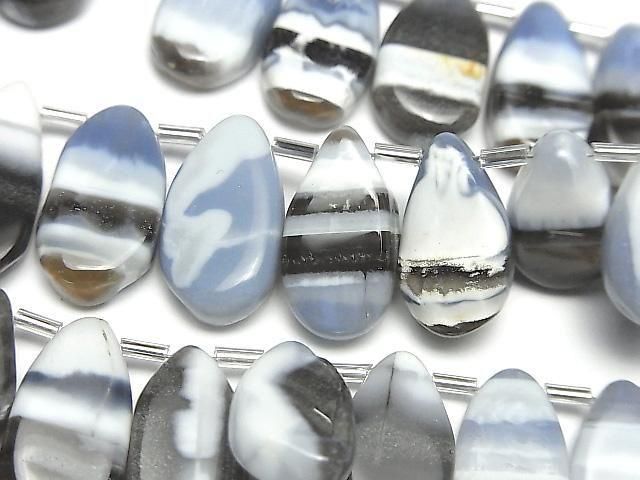 Streifenblauer Opal AA++ Tropfenform (glatt) halb oder 1 Strang (25Stück)