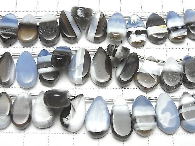 Streifenblauer Opal AA++ Tropfenform (glatt) halb oder 1 Strang (25Stück)