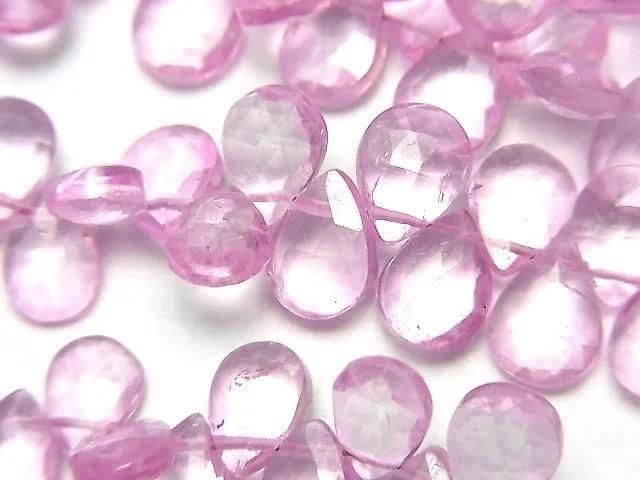 Rosa Topas AA++ Tropfenform facettierte Briolette halb oder 1 Strang Perle (ca. 5 Zoll/12 cm)