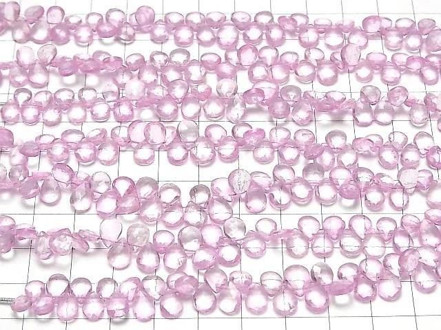 Rosa Topas AA++ Tropfenform facettierte Briolette halb oder 1 Strang Perle (ca. 5 Zoll/12 cm)