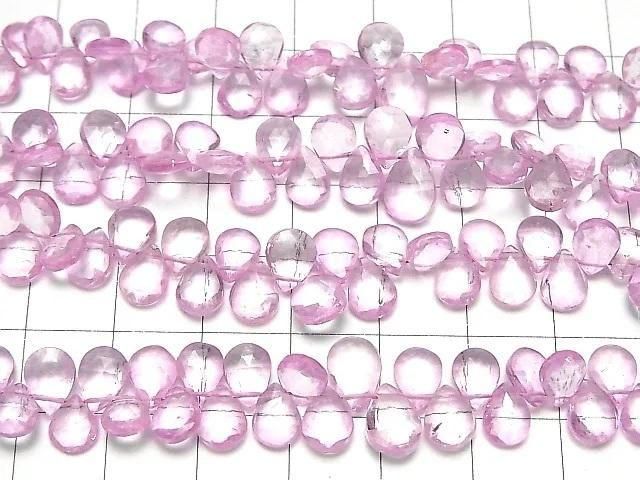 Rosa Topas AA++ Tropfenform facettierte Briolette halb oder 1 Strang Perle (ca. 5 Zoll/12 cm)