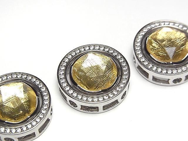 Meteoriten (Muonionalusta) Fassung Rund Durchgangsart Gelbgold Silber 925