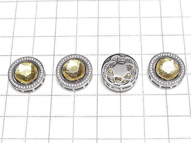 Meteoriten (Muonionalusta) Fassung Rund Durchgangsart Gelbgold Silber 925