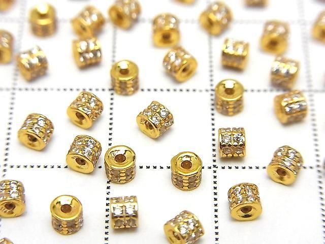 Silver925 Rondelle 3x3x2.5mm(with CZ) 18KGP 3pcs